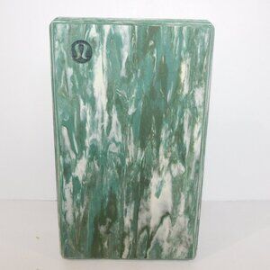 LULULEMON Lift and Lengthen Yoga Block Green Cream Marbled 10" x 6" retired